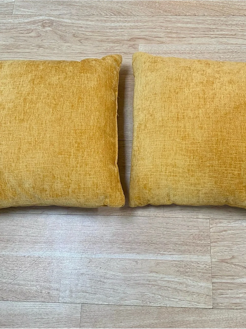 Velvet Throw Pillows Mustard Yellow Textured Square Silhouette Approx 17 x 17 In
